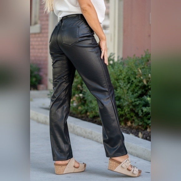 Judy Blue High Waisted Straight Pants Size 15/32 Faux Leather NWT - Picture 9 of 9